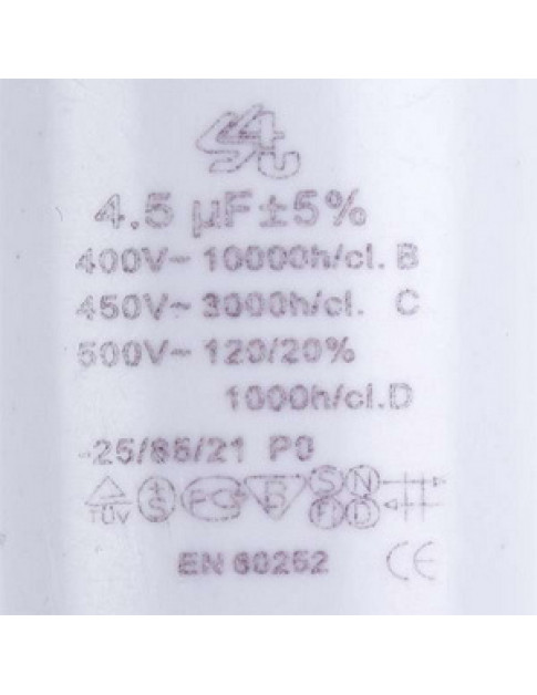 Mondo пусковой конденсатор CBB60 для стиральной машины 4.5uF 450V