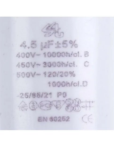 Mondo пусковой конденсатор CBB60 для стиральной машины 4.5uF 450V