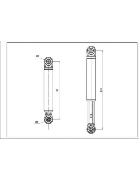 Амортизатор бака для стиральной машины Bosch ANSA 00118869 90N L=190-280мм D отверстия=8мм