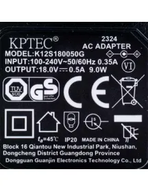Адаптер K12S180050G для акумуляторного пилососа Bosch 12023914 100-240V 18V 0.35A Адаптер K12S180050G для акумуляторного пилососа Bosch 12023914 100-240V 18V 0.35A