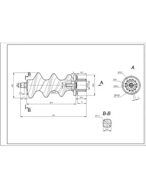 Шнек для м'ясорубки Zelmer \ Bosch 12024514 NR8 86.3140
