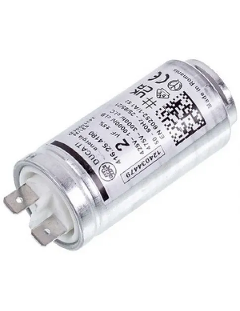 Пусковий конденсатор для сушильної машини Electrolux 1250020813 DUCATI 2uF 425V 58x30mm (2 клеми) Пусковий конденсатор для сушильної машини Electrolux 1250020813 DUCATI 2uF 425V 58x30mm (2 клеми)