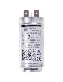 Пусковий конденсатор для сушильної машини Electrolux 1250020813 DUCATI 2uF 425V 58x30mm (2 клеми)