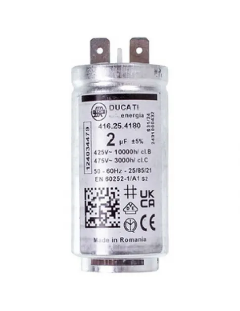 Пусковий конденсатор для сушильної машини Electrolux 1250020813 DUCATI 2uF 425V 58x30mm (2 клеми) Пусковий конденсатор для сушильної машини Electrolux 1250020813 DUCATI 2uF 425V 58x30mm (2 клеми)