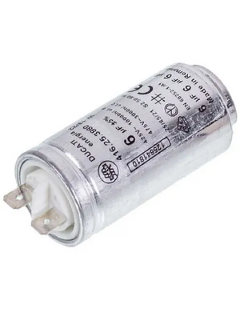 Пусковий конденсатор для сушильної машини Electrolux 1256418102 DUCATI 6uF 425V 58x30mm (2 клеми) Пусковий конденсатор для сушильної машини Electrolux 1256418102 DUCATI 6uF 425V 58x30mm (2 клеми)