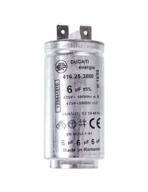 Пусковий конденсатор для сушильної машини Electrolux 1256418102 DUCATI 6uF 425V 58x30mm (2 клеми)