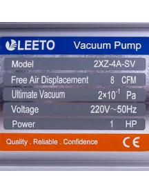 Вакуумний насос з манометром LEETO 2XZ-4А-SV (2 ступ. 226 л/хв.)