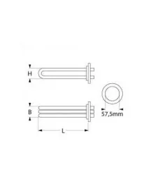 Тен бойлера для посудомийної машини Dihr, Kromo 415264 6000W 230V L=480mm B=33mm