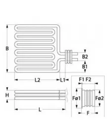 ТЕН для фритюрниці Bertos E7F18, E9F15, E9F18 серії 417764 18000Вт 230В (стопорне кільце)
