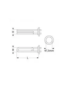 Тен бойлера для посудомийної машини Colged, Apach, Elettrobar 420057 3000W 230V L=330mm B=33mm