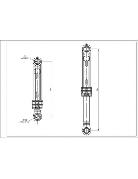 Амортизатор бака для стиральной машины LG 4901ER2003B AKS 80N L=165-260 мм D отверстий=11 мм Амортизатор бака для стиральной машины LG 4901ER2003B AKS 80N L=165-260 мм D отверстий=11 мм