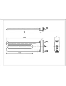 Тен для стиральной машины LG 5301ER1000H Thermowatt TP 175-SG-1900 L=175mm 1900W