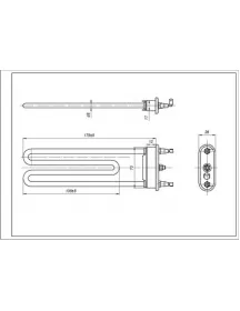 Тен для пральної машини LG 5301ER1000H TP 175-SG-1900 Kawai L=175mm 1900W Тен для пральної машини LG 5301ER1000H TP 175-SG-1900 Kawai L=175mm 1900W
