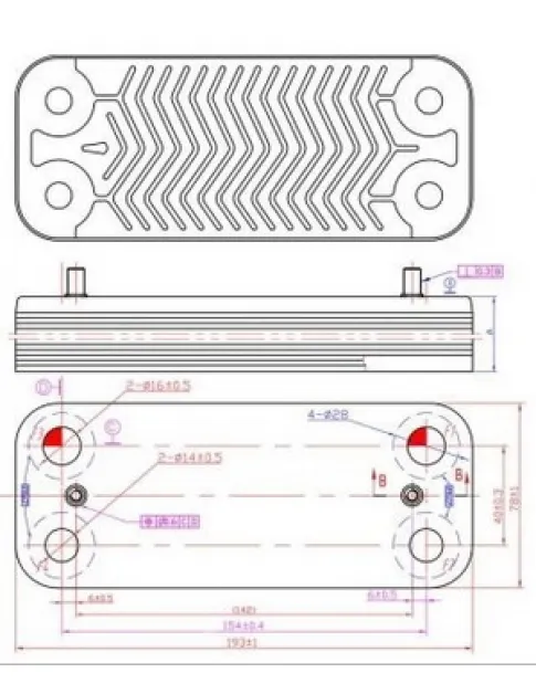 Теплообменник пластинчатый ГВП (12 пластин) для газового котла Ariston/Chaffoteaux 65104333