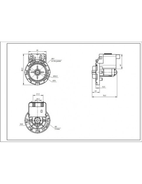 Помпа (насос) для пральної машини Ardo 651065248 PMP 34 Вт (контакти спарені ззаду, на 8 засувок)