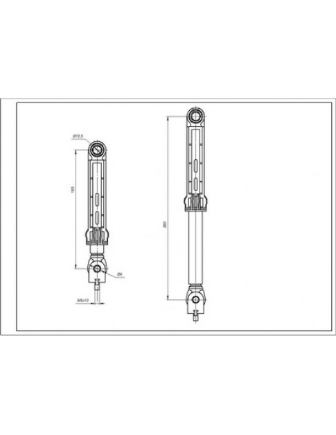 Амортизатор бака для стиральной машины Indesit C00309597 (с креплением) (2 шт.) 100N Длина=170-260 мм Диаметр отверстий=13 мм