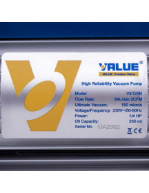 Вакуумный насос Value VE-125 (1 ступень, 70 л/мин) Вакуумный насос Value VE-125 (1 ступень, 70 л/мин)