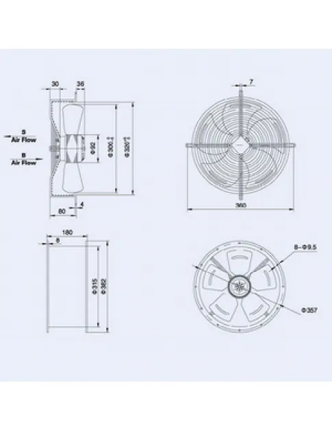 Осевой вентилятор Weiguang YWF4E-300S-92/35-G 220V 1380rpm 1664 м3/ч