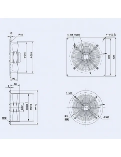 Осевой вентилятор Weiguang YWF4E-300S-92/35-G 220V 1380rpm 1664 м3/ч