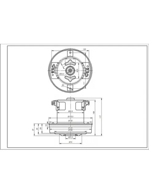 Двигатель для пылесоса Koolwen KW41179VCM D=130/84 mm H=29/109 mm 1800 W