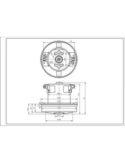 Двигатель для пылесоса KW41180VCM Koolwen D=130/84 mm H=27/113 mm 2000 W
