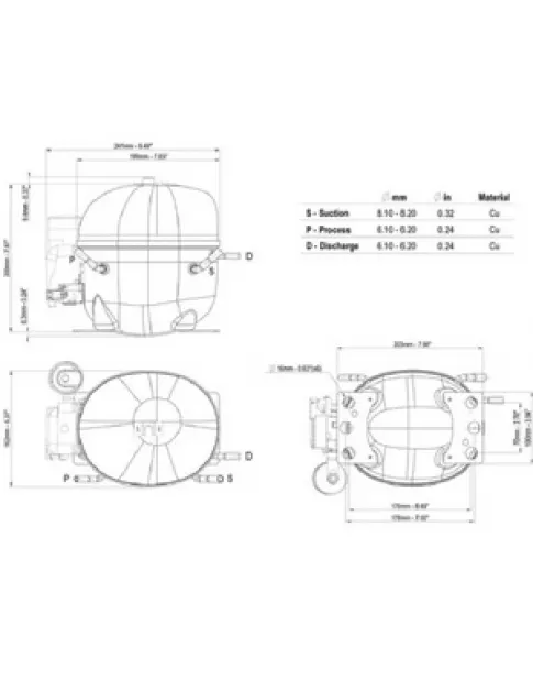 Компрессор для холодильника EMBRACO ASPERA NE1121Z R134a 250W (с пусковым реле RSIR) Компрессор для холодильника EMBRACO ASPERA NE1121Z R134a 250W (с пусковым реле RSIR)