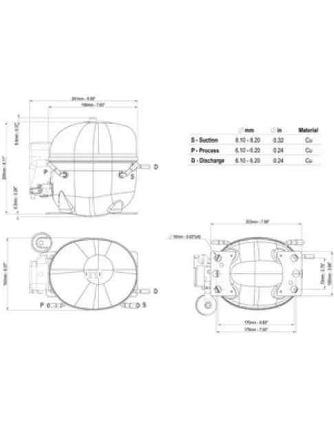 Компрессор для холодильника EMBRACO ASPERA NEK6210Z R134a 1105W (с пусковым реле CSIR) Компрессор для холодильника EMBRACO ASPERA NEK6210Z R134a 1105W (с пусковым реле CSIR)
