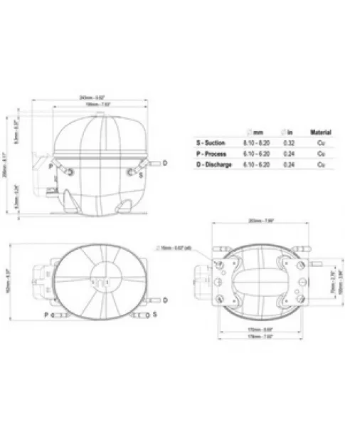 Компрессор для холодильника EMBRACO ASPERA NEK6217GK R404a 1274W (с пусковым реле CSR) Компрессор для холодильника EMBRACO ASPERA NEK6217GK R404a 1274W (с пусковым реле CSR)