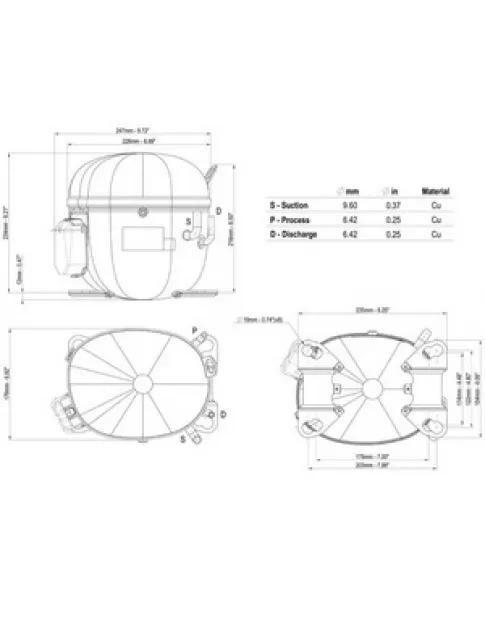 Компрессор для холодильника EMBRACO ASPERA NT6226GK R404a 1988W (с пусковым реле CSR) Компрессор для холодильника EMBRACO ASPERA NT6226GK R404a 1988W (с пусковым реле CSR)