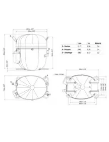 Компрессор для холодильника EMBRACO ASPERA NTU6238GKV R404a 3024W (с пусковым реле CSCR)