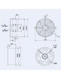 Осьовий вентилятор Weiguang YWF2E-250-S-92/25-G 220V 2400rpm 960 м3/час